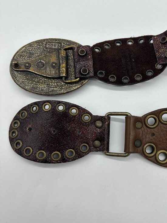 RALPH LAUREN Oval Disk Concho Leather Belt Womens Size Small? Western Made USA main image 9